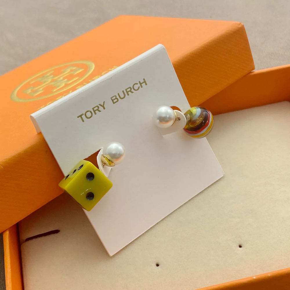 Tory Burch Gold Plated Pearl Stud Earrings Trendy